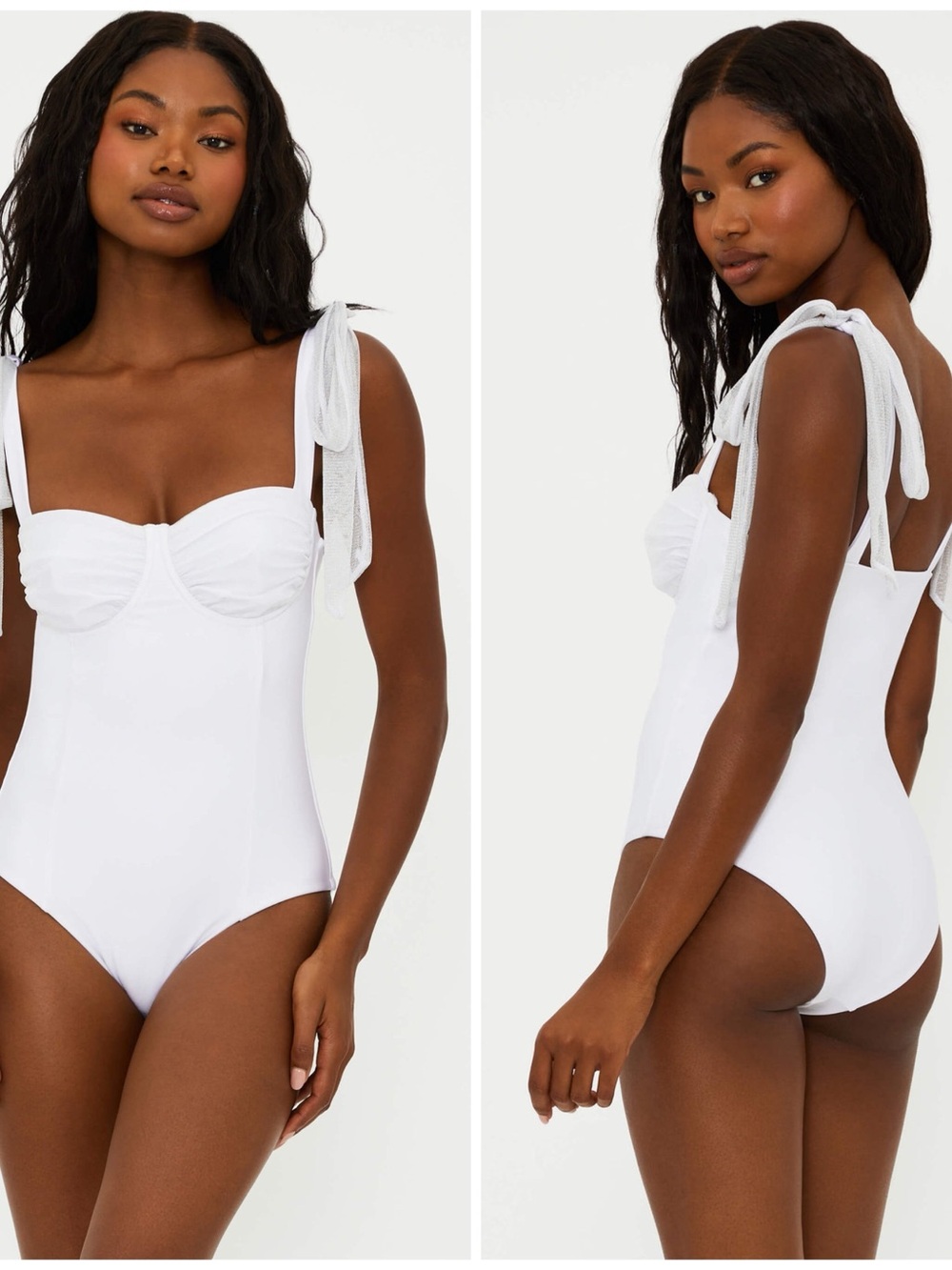NWT Beach Riot Dede One Piece White Bow Swimsuit Size Women’s Large Bridal - Picture 2 of 7